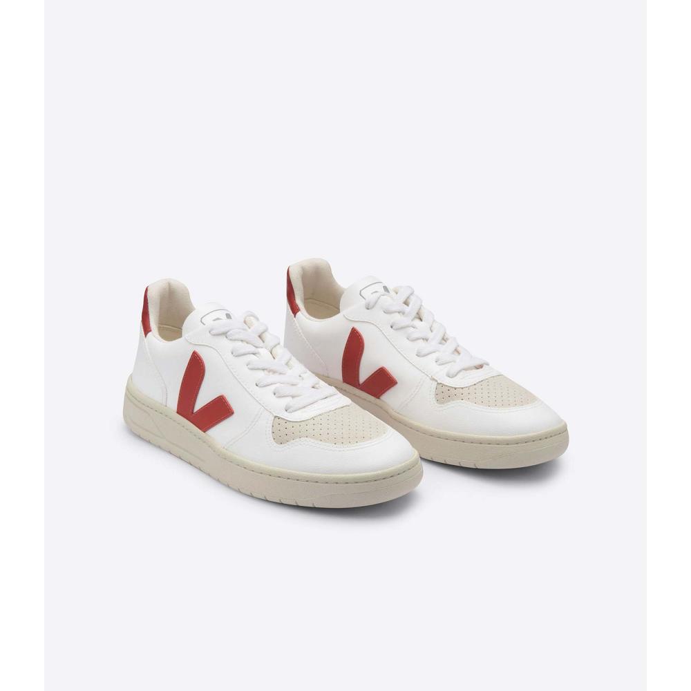 Women's Veja V-10 CWL Sneakers White/Red | ZA 638NWY